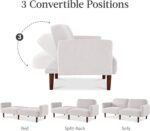 Best Choice Products 77" Mid Century Modern Boucle Loveseat Sofa, Couch, Convertible Sofa Sleeper Bed w/Real Wood, Removable Armrest - Frost Gray - Image 8