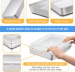 E-far Stainless Steel Baking Pan with Lid, 12⅓ x 9¾ x 2 Inch Rectangle Sheet Cake Pans with Covers Bakeware for Cakes Brownies Casseroles, Non-toxic & Healthy, Heavy Duty & Dishwasher Safe - Set of 2 - Image 4