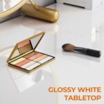 GreenForest Vanity Desk with 2 Drawers,Glossy Desktop White Desk for Bedroom,Makeup Table with Storage Space,Small Desk for Home Office,39 inch No Mirror - Image 6