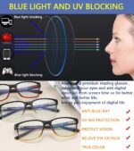Reading Glasses for Men 4-Pack Stylish Computer Readers with Spring Hinges, Anti Glare/Eye Strain Filter UV Ray Blue Light Blocking Two-Tone Reader Eyeglasses,+2.0 Magnification Strength - Image 7