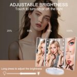deweisn Floor Mount Tri-Fold Lighted Vanity Mirror with 21 LED Lights, Touch Screen and 3X/2X/1X Magnification, Two Power Supply Modes Make Up Mirror,Travel Mirror - Image 4