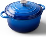 Miereirl 6 Quart Enameled Dutch Oven Pot with Lid, Cast Iron Dutch Oven with Dual Handles for Bread Baking, Cooking, Non-stick Enamel Coated Cookware (Dark Blue) - Image 2