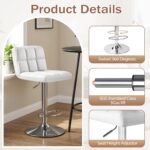 Shahoo Bar Stools Set of 2, Adjustable Height Armless Barstools Swivel Faux Leather Upholstered Kitchen Counter Stools with Mide Back and Footrest, Island Barstool for Kitchen Island, Bar, White - Image 6