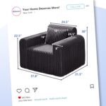 Hobestluk Single Sofa Foam Couch Sofa for Small Spaces Comfy Sofas with Removable Cover Furry Couch with Pillows for Living Room, Bedroom, Apartment, Office (Dark Grey, Standard) - Image 3