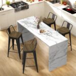 Black Bar Stools Set of 4, Metal Bar Stools with Wooden Seat, Modern 24”Counter Height Barstools with Low Back - Image 8