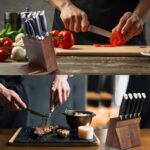 SHAN ZU Knife Sets for Kitchen with Block, Knife Block Set, Japanese Super Steel Kitchen Knife Sets with Removable Block & K133 Ergonomic Handle, Black Tortoise Genbu Series - Image 5