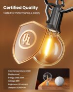 Brightown Outdoor String Lights 29 Feet G40 LED Patio Lights, Plug-in, 13 Plastic Edison Bulbs(1 Spare), Waterproof Connectable Hanging Light for Backyard Porch Balcony Party Decor, E12 Base, Black - Image 6