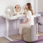 FLEXISPOT Comhar Electric Pure Glass Standing Desk with Drawer Desktop & USB Charge Ports, 48" Ergonomic Height Adjustable Sit to Stand Desk for Home Office (White, Glass) - Image 8