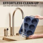 Jumbo Silicone Muffin Pan with Metal Frame, Non Stick Silicone Cupcake Pan with Handles 6 Cup, BPA Free Silicon Muffin Tin Tray Extra Large for baking, egg bites, Cupcake Mold Grey - Image 9