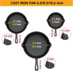 Cast iron Skillets 3 Piece Set, 6", 8", 10" Pans Cookware set Cast iron Pan For Frying,Saute,Cooking,Pizza,Oven,Stove,Grill,Induction Cooktop,Gas Range - Image 4