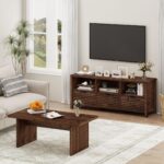 BON AUGURE Coffee Table for Living Room, Farmhouse Wood Center Table, Rectangle Mid-Century Living Room Tables, Unique Fluted Panel Coffee Tables (Rustic Oak, 43Inch) - Image 10