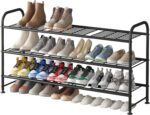 LINZINAR Shoe Rack 3 Tier Long Metal Shoe Organizer for Closet Entryway Black - Image 2