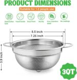 P&P CHEF Colander Strainer Stainless Steel 3 Quart, Metal Micro-Perforated Colander for Kitchen Food, Ideal for Rinsing Washing Draining, Dishwasher Safe, Shiny Silver, 1PC - Image 3