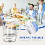 Aigostar Electric Kettle, 1500W Glass Electric Tea Kettle Rapid Heating, Borosilicate Glass, Auto Shutoff and Boil-Dry Protection, Hot Water Boiler BPA Free and Cordless with LED Indicator, 1.7 Liter - Image 10