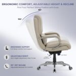 COLAMY Big & Tall Office Chair 400lbs Wide Seat- High Back PU Leather Executive Computer Desk Chair for Heavy People, Large Office Chair with Metal Base & Ergonomic Back Support- Black - Image 7