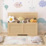 HOOBRO Storage Bench, 43.3" Toy Box, Rattan-Like Storage Chest, Sturdy Entryway Bench Supports 220 lb, Toy Chest, Safety Hinge, U-Shaped Opening, Easy Assembly, Natural NL22CW01 - Image 5
