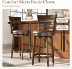 Sophia & William Swivel Bar Stools Set of 2, 26 Inch Counter Height Barstools with Backrest & Solid Wood Legs, Faux Leather Bar Stools for Kitchen Island - Image 4