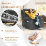 Recliner Chair for Adults, Oversized Fabric Manual Pull Tab Reclining Chair with Cup Holders, Minimalist Style Single Sofa for Living Room, RV (Grey) - Image 6