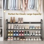 LINZINAR Shoe Rack 3 Tier Long Metal Shoe Organizer for Closet Entryway Black - Image 5