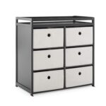 Delta Children Hayes Changing Table and Dresser for Bedroom with 6 Fabric Drawers, Charcoal Grey/Flax - Image 10