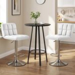 Shahoo Bar Stools Set of 2, Adjustable Height Armless Barstools Swivel Faux Leather Upholstered Kitchen Counter Stools with Mide Back and Footrest, Island Barstool for Kitchen Island, Bar, White - Image 8