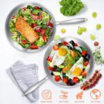 EWFEN 12 Inch Tri-Ply Stainless Steel Frying Pan, Compatible with All Cooktops Up to 600℉, Large Frying Pan with lids, Induction-Ready Skillet, Dishwasher and Oven Safe, Even Heat, 12" Saute Pan+Lid - Image 5