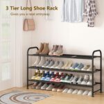 LINZINAR Shoe Rack 3 Tier Long Metal Shoe Organizer for Closet Entryway Black - Image 4
