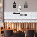 Jetec Cutting Board Eat Sign Set Hanging Art Kitchen Eat Sign Fork and Spoon Wall Decor Rustic Primitive Country Farmhouse Kitchen Decor for Home Decoration(Black, White, Gray) - Image 5