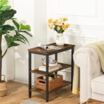 HOOBRO End Table, Simple Rustic Side Table with 3-Tier Storage Shelf, Narrow Nightstand for Small Spaces, for Living Room, Bedroom,Easy Assembly, Industrial Design, Rustic Brown and Black BF14BZ01 - Image 8