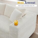 Shintenchi Boneless Couches for Living Room,Modular Sectional Sofa with 2 Cup Holders,Memory Foam Cloud Couch with L Shaped Oversized Chaise,No Assembly Needed Plush Corduroy Sofa,White - Image 7