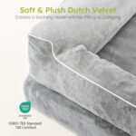 Extra Large Dog Bed, Orthopedic Dog Bed with Cooling Gel Memory Foam, Waterproof XL Pet Bed with Removable Washable Cover, 42" Pet Sofa Couch Dutch Velvet with Bone Toy, Light Gray - Image 9