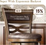 Sophia & William Swivel Bar Stools Set of 2, 26 Inch Counter Height Barstools with Backrest & Solid Wood Legs, Faux Leather Bar Stools for Kitchen Island - Image 5