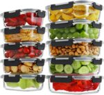 HOMBERKING 10 Pack Borosilicate Glass Meal Prep Containers with Locking Lids, Glass Food Storage Containers Set, Airtight Lunch Bento Boxes, BPA-Free & Leak Proof, 36oz & 14oz, Freezer, Oven Safe - Image 2