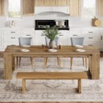 Tribesigns 86.61-Inch Dining Table for 6 People, Modern Narrow Long Kitchen Table with Pedestal Base, Farmhouse Extra Long Rectangular Dining Room Furniture, 27.56 x 86.61 x 29.53 Inches, Oak - Image 7