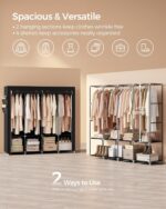 SONGMICS Portable Closet, Wardrobe Closet Organizer with Cover, 4 Hanging Rods and Shelves, 4 Side Pockets, 17.7 x 66.9 x 65.7 Inches, Large Capacity for Bedroom, Living Room, Ink Black URYG094B02 - Image 5