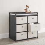 Delta Children Hayes Changing Table and Dresser for Bedroom with 6 Fabric Drawers, Charcoal Grey/Flax - Image 3