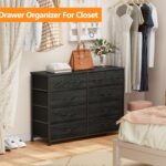 Furnulem Bedroom Dresser 55”Long TV Stand Entertainment Center Dresser & Chests of Drawers,10 Storage Fabric Drawer Dressers,Sturdy Metal Frame Tall Dresser for Living Room, Entryway,Black Oak - Image 8