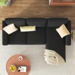 JAMFLY 3-Seat Convertible L-Shaped Sectional Sofa with Reversible Ottoman, Upholstered Fabric Couch for Small Living Rooms, Modern Modular Couch for Apartment, Studio & Loft, Black - Image 8