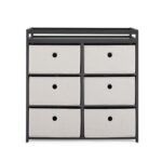 Delta Children Hayes Changing Table and Dresser for Bedroom with 6 Fabric Drawers, Charcoal Grey/Flax - Image 13