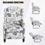 Upholstered Wingback Recliner Chair - Traditional Push Back Recliner Chair with Padded Seat, Fabric Floral Recliner Chair, Wingback Chair Small Recliners for Small Spaces - Image 9