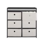 Delta Children Hayes Changing Table and Dresser for Bedroom with 6 Fabric Drawers, Charcoal Grey/Flax - Image 12