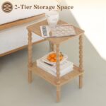 Small End Table, Couch Side Table with 2-Tier Storage Shelf, Wood Coffee Table for Bedroom, Living Room, Small Spaces (Rustic Walnut) - Image 6