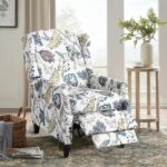 Upholstered Wingback Recliner Chair - Traditional Push Back Recliner Chair with Padded Seat, Fabric Floral Recliner Chair, Wingback Chair Small Recliners for Small Spaces - Image 3