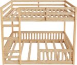 Bellemave Full Over Full Bunk Bed with Ladders Wood Bunk Beds with Full-Length Guardrails Floor Bunk Bed Frame for Kids, Boys, Girls, No Spring Box Needed, Natural - Image 8