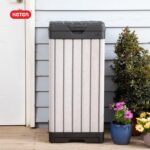 Keter Rockford 38‑Gallon Outdoor Trash Can – Resin Patio Garbage Bin with Locking Lid & Easy‑Clean Drip Tray, Weather‑Resistant Design, Grey - Image 12