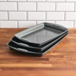 Rachael Ray Nonstick Bakeware Set with Grips, Nonstick Cookie Sheets / Baking Sheets - 3 Piece, Gray with Sea Salt Gray Grips - Image 4