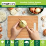 Freshware Bamboo Cutting Board Set of 3, Wooden Cutting Boards for Kitchen, Knife Friendly Food Grade Chopping Board, Lightweight with Hanging Hole for Easy Storage - Image 4