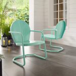 Crosley Furniture Griffith Outdoor Chair, Retro Metal Patio Chairs for Dining, Porch, Deck, Balcony, Aqua - Image 16