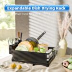 Simple Trending Dish Drying Rack, Dish Drainer for Kitchen Counter, Dish Rack with Tray for Large Capacity, Black - Image 3
