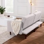 Best Choice Products 77" Mid Century Modern Boucle Loveseat Sofa, Couch, Convertible Sofa Sleeper Bed w/Real Wood, Removable Armrest - Frost Gray - Image 9